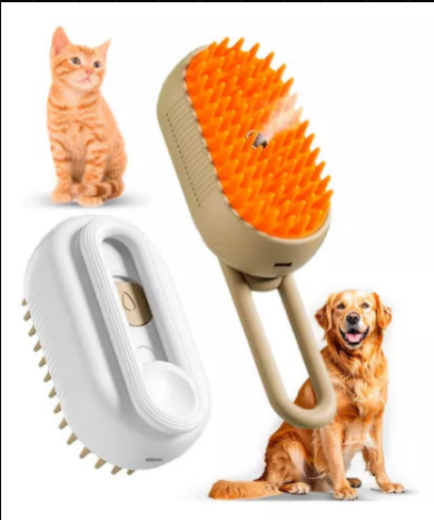 Escova Massageadora e Removedora de pelos vaporizada para Pets.