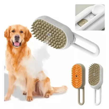 Escova Massageadora e Removedora de pelos vaporizada para Pets.